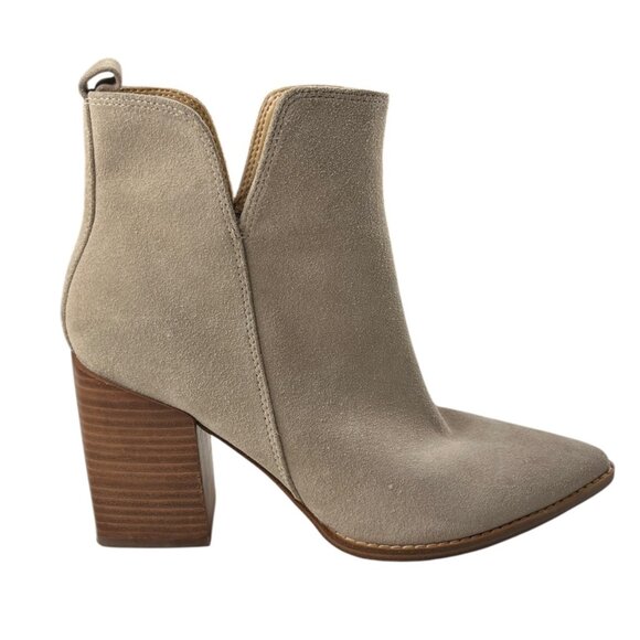 Nine West Birds Tan Suede Upper Ankle Bootie Western Pointed Toe Size 9.5 M - Picture 1 of 16
